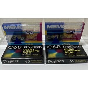 LOT Of 4 Memorex dBS 90 Minute C60 Pro tech Blank Audio Cassette Tapes NEW